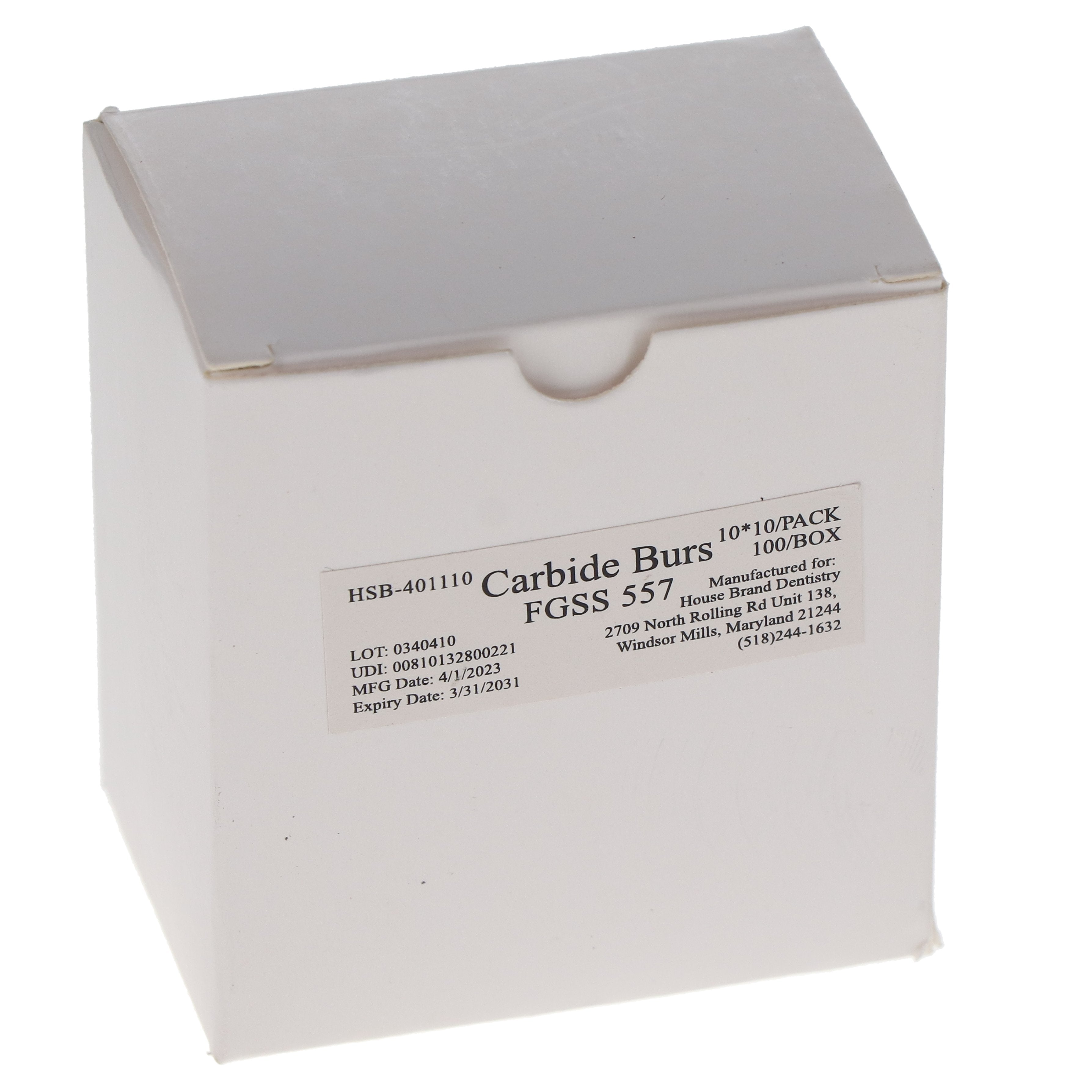 House Brand Dentistry 401110 FG Short Shank #557 Straight Fissure Crosscut Carbide Burs 100/Pk House Brand Dentistry 401110 FG Short Shank #557 Straight Fissure Crosscut Carbide Burs 100/Pk